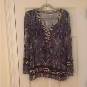 Chico's Paisley V-Neck Long Sleeve Sweater - Size 2 in Chico's sizing
